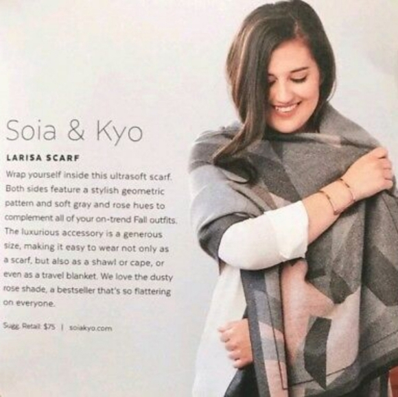SOIA & Kyo Pink & Gray Geo Scarf - NWOT - Picture 1 of 5